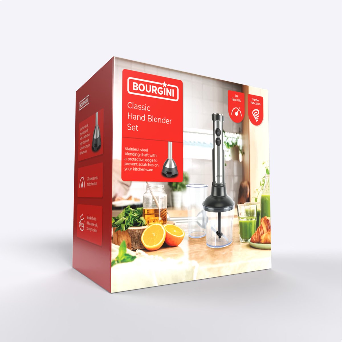 Bourgini Staafmixer - 4-delige Krachtige RVS Staafmixer set -20 snelheden - Garde - Hakmolen 600ml - Maatbeker 800ml - 1500W – foto 7