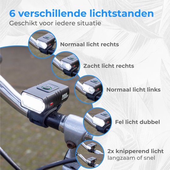 Nuvance Fietsverlichting - Fietslamp - 6 Standen - 1000 Lumen - Fietslampje - Voorlicht - Achterlicht - USB oplaadbaar van Nuvance — afbeelding 3