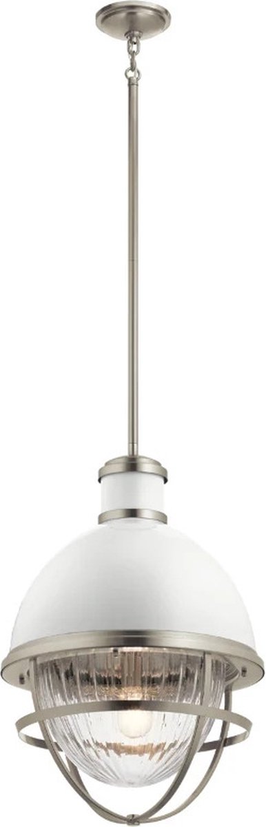 Kichler LED Hanglamp Tollis | 1X E27 Max 40W | Dimbaar | Brushed Nickel & White