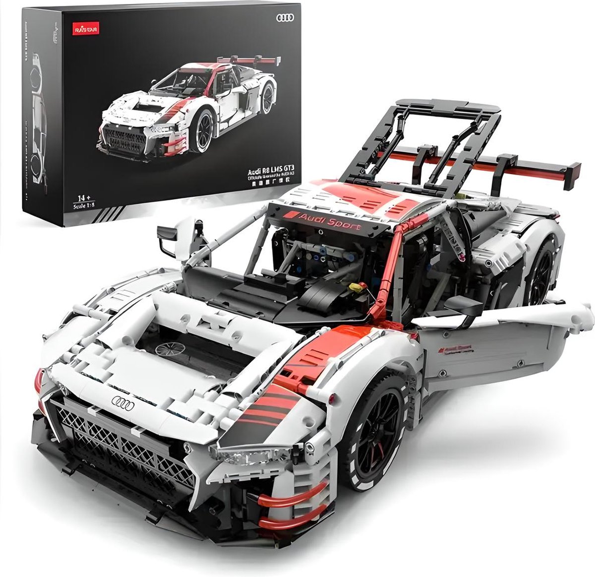 Rastar 99310 | Audi R8 LMS GT3 | Official licensed | 3314 onderdelen | Schaal 1/8 Afmetingen | 57×27×14CM | Leeftijd 14+ | Compatible met bekende merken