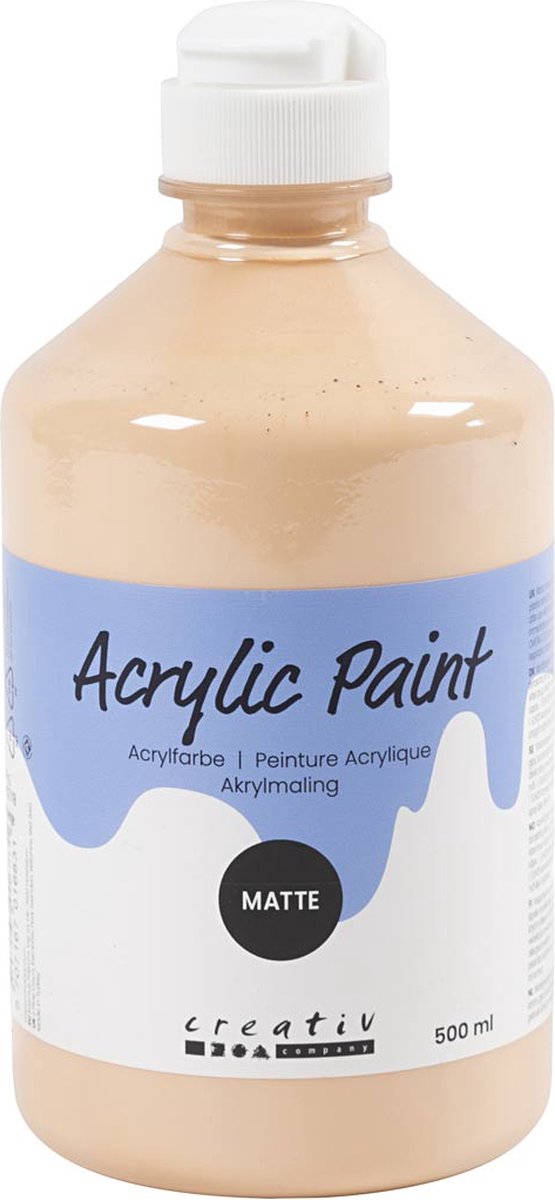 Acrylverf Mat, licht beige, 500 ml/ 1 fles