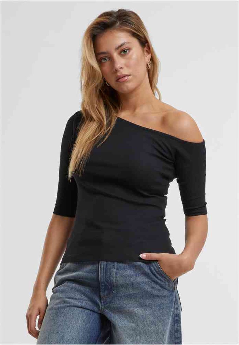 Urban Classics Organic Asymmetric Rib Top XXL Zwart