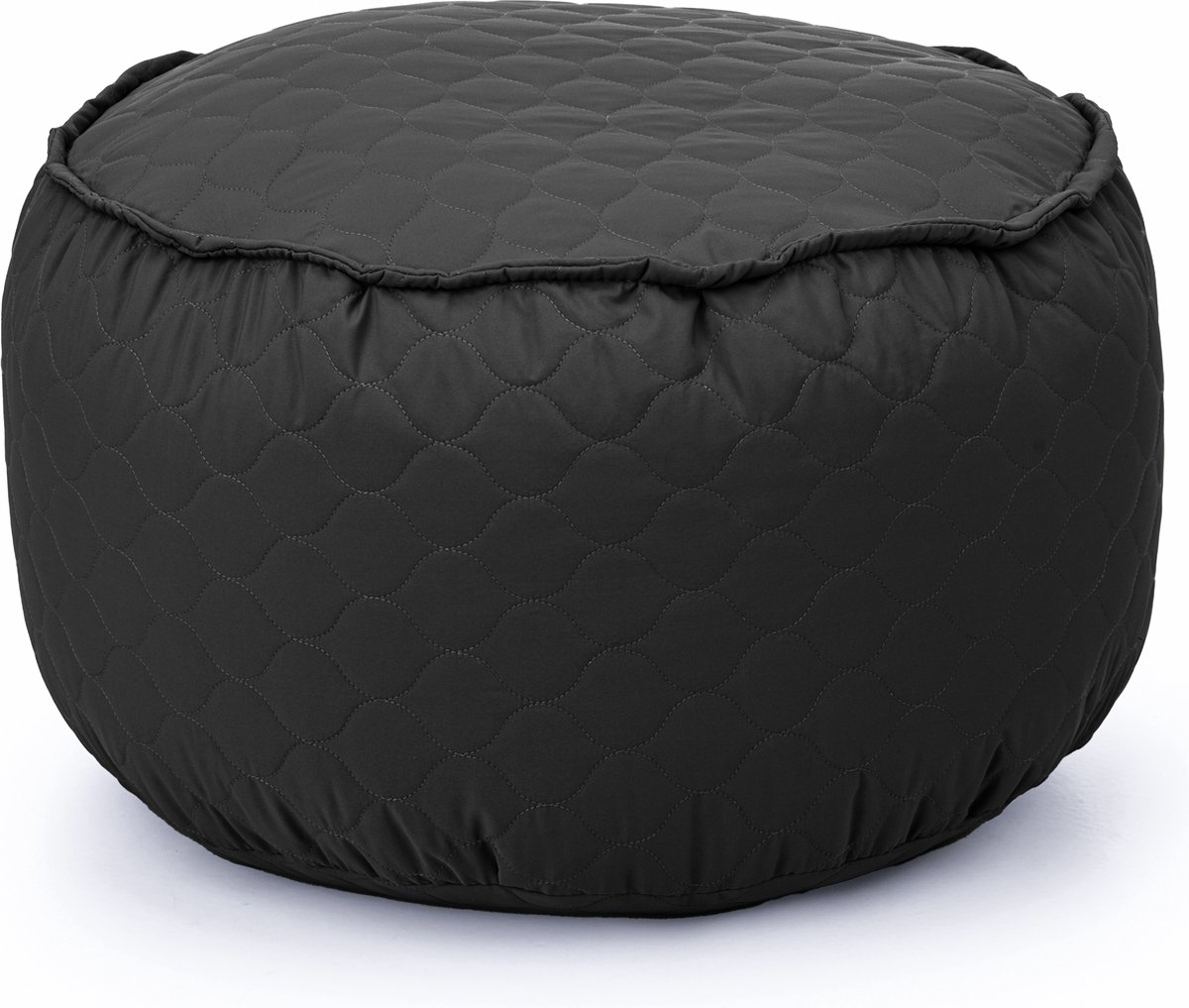 Drop & Sit - poef - tijdloos gewatteerd nylon - zwart - Ø 50 cm