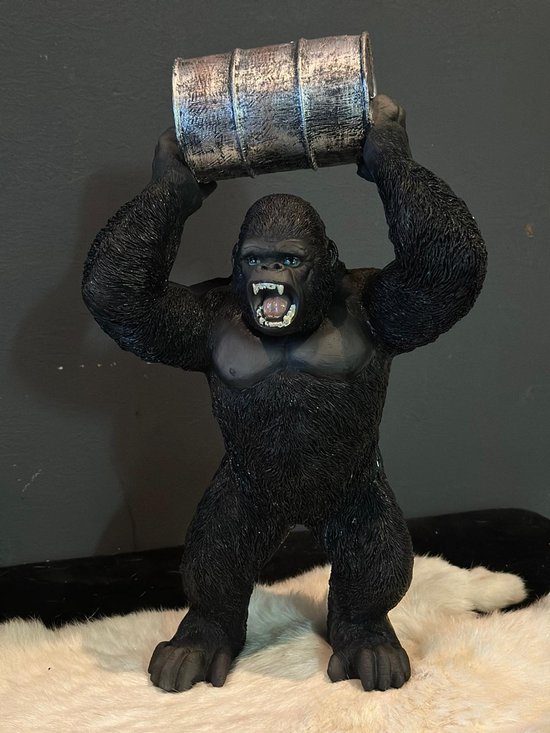 Goodyz - Animaux de la jungle - Gorilla - Gorilla avec tonneau - Dos argenté - Dos Argent - 35cm