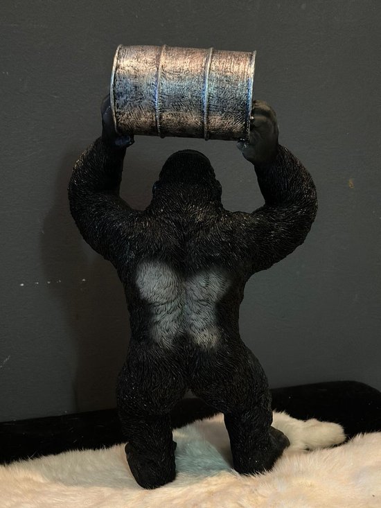 Goodyz - Animaux de la jungle - Gorilla - Gorilla avec tonneau - Dos argenté - Dos Argent - 35cm