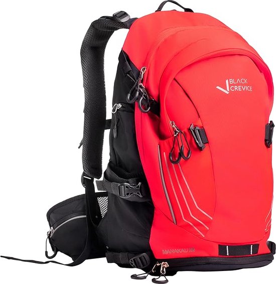 Black Crevice Backpack - Premium Wandelrugzak - 26 Liter - Rood - Outdoor Rugzak - Reistas - Rugtas
