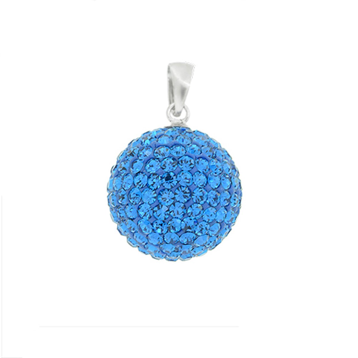 Blinx Jewels Zilveren Hanger Fel Blauw Bol Steentjes Strass