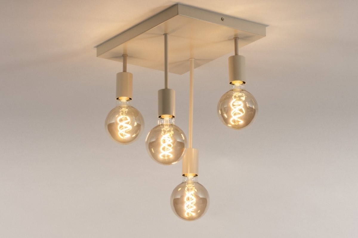 Lumidora Plafondlamp 74551 - Plafonniere - LINCOLN - 4 Lichts - E27 - Beige - Zand - Metaal - ⌀ 42 cm