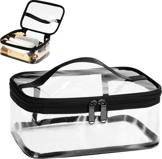 YONO Reis Toilettas Transparant - Make Up Tasje Vliegtuig - Toiletzak Dames en Heren - Etui - Doorzichtig