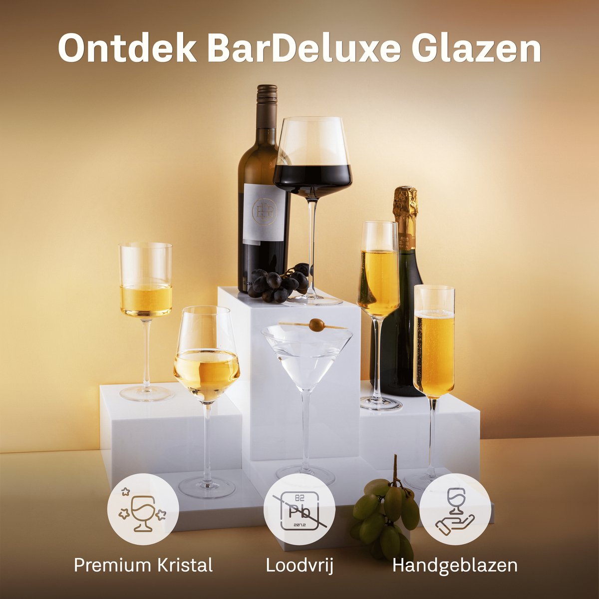 Base Elf - Set van 4 kristallen glazen roos