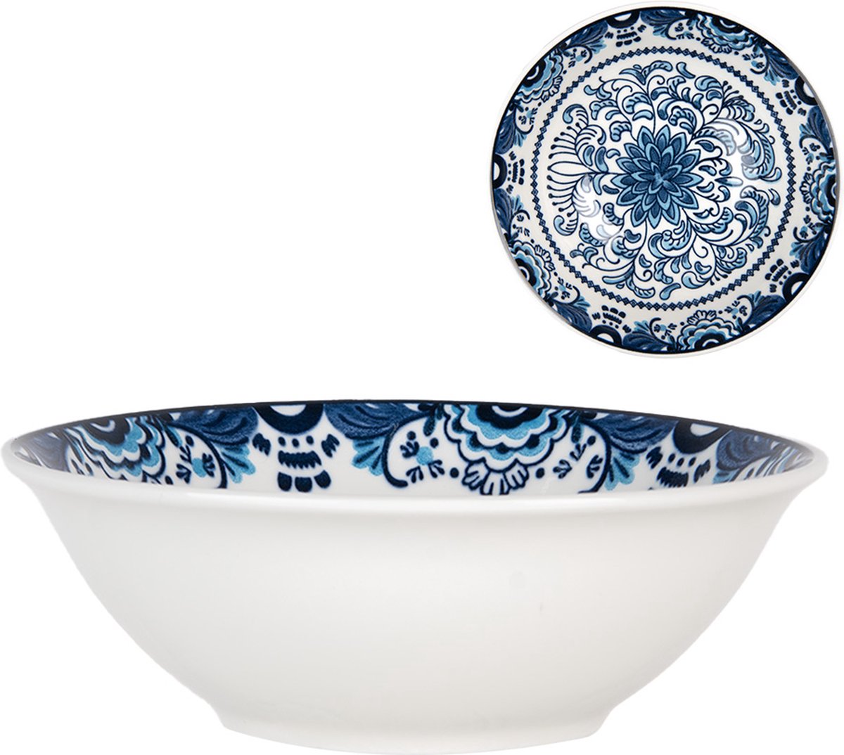 Clayre & Eef Kom 350 ml Wit Blauw Keramiek