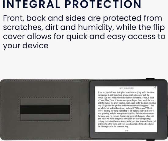 kwmobile e-reader hoesje geschikt voor Kobo Aura H2O Edition 2 hoes - E reader flip case van kunstleer - Ereader cover met handgrip en stand - In zwart van Merkloos — afbeelding 4