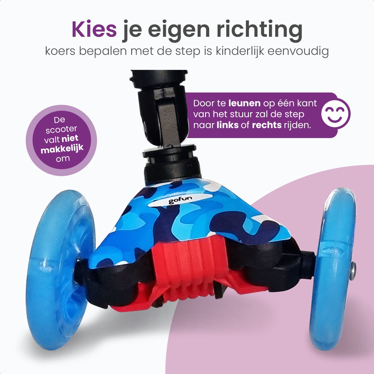 Gofun Kinderstep - Lichtgevende Wielen - Opvouwbaar - Step 3-8 jaar - Verstelbaar Stuur - Antislip - 85 x 58 x 23 cm - Blauw — afbeelding 10
