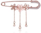 Actie4you® - Vestsluiting - Sierspeld - Sjaalspeld - Vestspeld – Broche – Rose Goudkleurig Kristal Bloemen