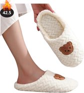 Livano Warme Pantoffels - Sloffen - Slippers - Dames - Heren - Pluche - Maat 42.5 - Wit