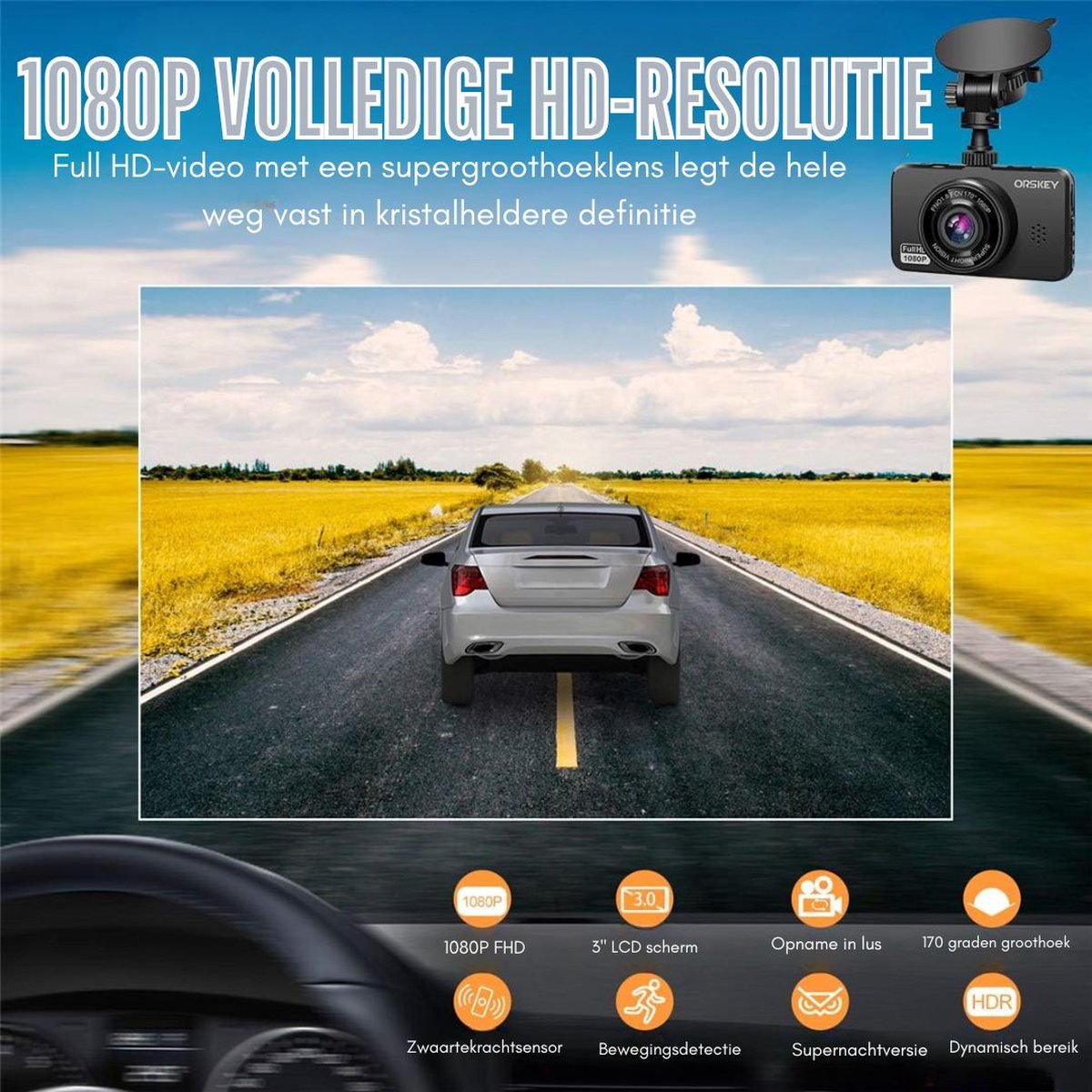 DD Dashcam voor Auto voor en Achter - Achter Draadloos - Full HD Gps - 4x9x6cm - Zwart – foto 7
