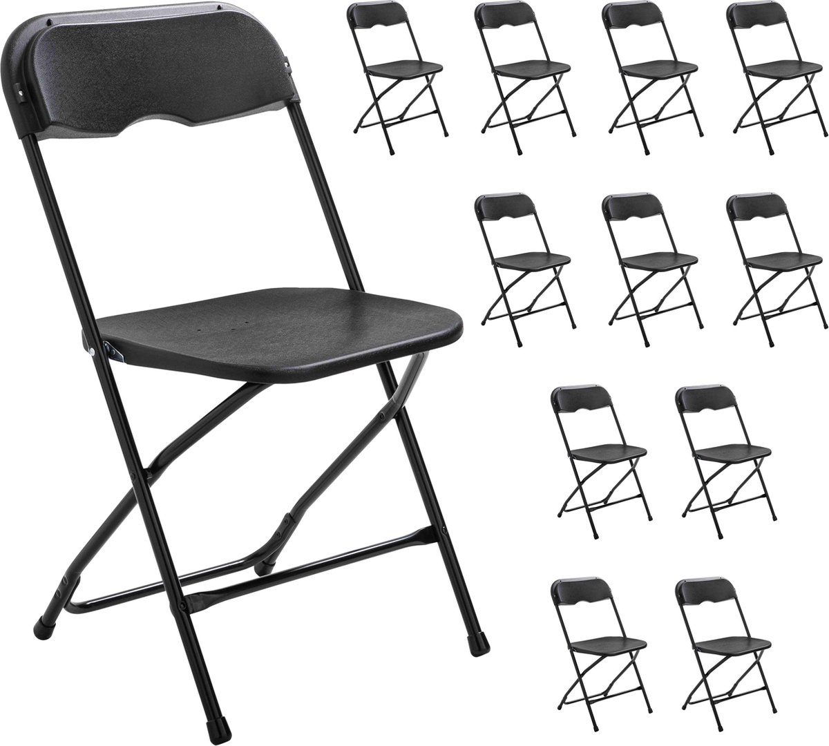 Oviala - Set van 12 zwarte inklapbare tuinreceptie stoelen - REKKEM