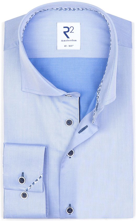 R2 Amsterdam - Chemise Twill Blauw - Taille 40 - Coupe moderne