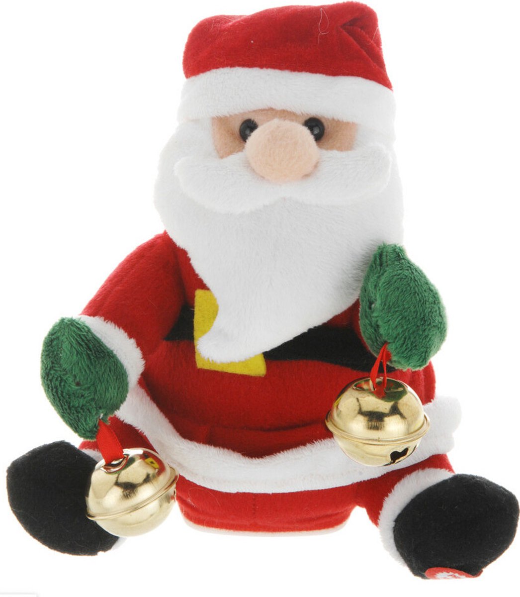 Tender toys Kerstman pop - met beweging en geluid - 18 cm - dansen en zingen