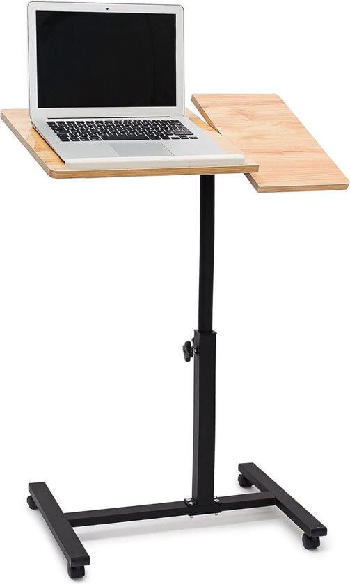 Relaxdays Laptoptafel in hoogte verstelbaar, laptopstandaard bamboe