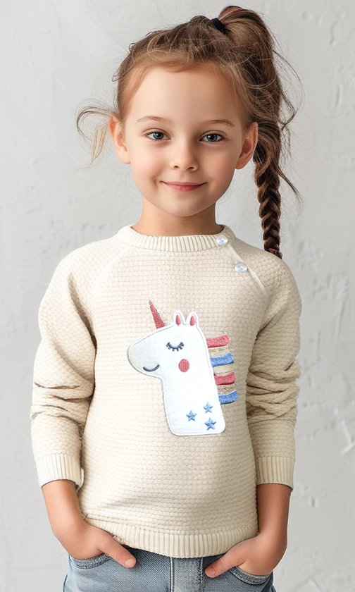 Filles / Pull Fille | Licorne | Beige | Taille 86