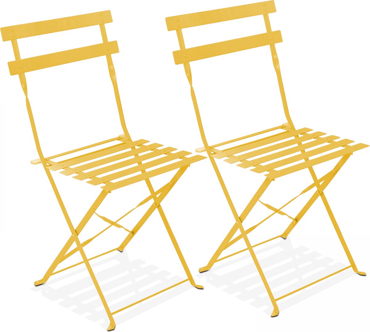 Oviala - Set van 2 opvouwbare stalen stoelen in geel - Rome