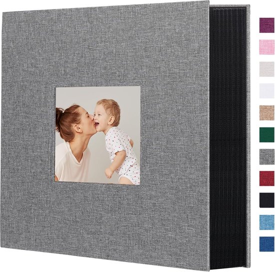 6x4 Fotoalbum, extra groot, kan 1000 foto's bevatten, insteekvakjes, linnen omslag