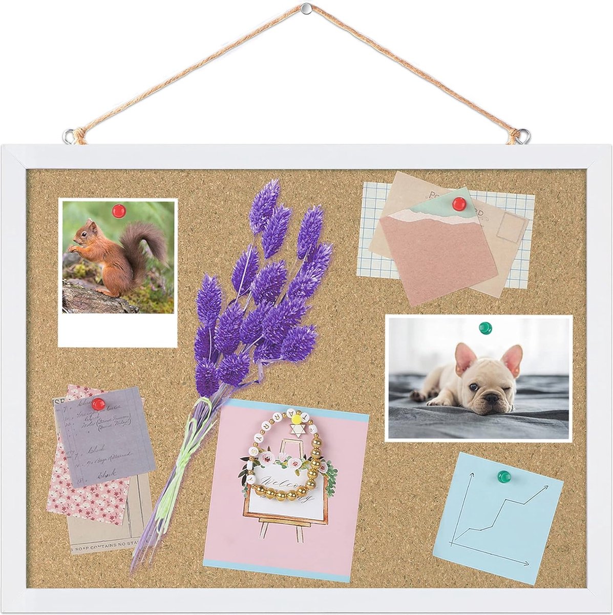 Prikbord met Wit Frame 15,7 x 12 Inch - Ideaal voor Kantoor en Thuis