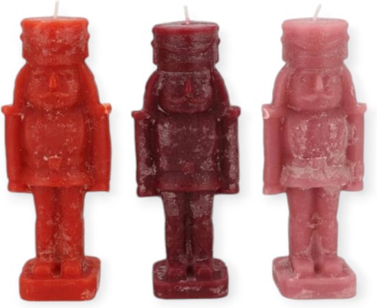 Daan Kromhout - Kaarsen - Set/3 - De notenkraker - Kerst - Rood tinten - 4x12cm