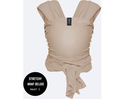 ByKay Stretchy Deluxe - rekbare draagdoek voor newborn - ergonomisch - tot 18kg - 100% biologisch katoen - beige - Sand - maat L