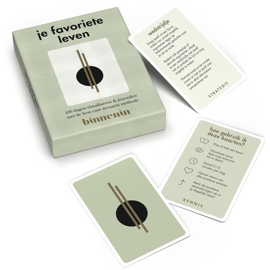 Binnenin Card Decks | Je Favoriete Leven | 100 Dagen Visualiseren & Journalen | 110 Kaarten in Luxe Doos