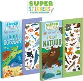 Super Stickers bundel - 2 stickerboeken met herbruikbare stickers - Dieren in de Natuur + Oceaan - Kinderen 3 jaar / 4 jaar / 5 jaar / 6 jaar - Jongens / Meisjes - Peuters / Kleuters - Doeboek - Speelgoed - Cadeau - Stickervellen