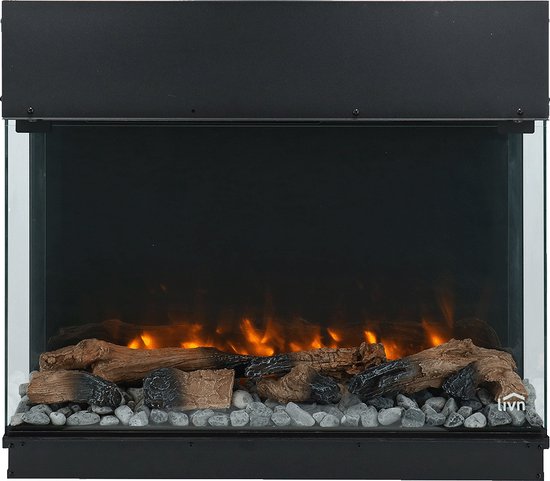 Kamini FXL elektrische haard inzethaard haardinzet | romantisch vuur |80 x 60 x40 cm (BxHxD) | 1000/2000W | bedrieglijk echte vuurillusie met 2W led