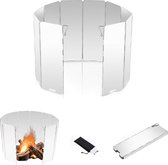 Kookwindscherm - Camping Gasfornuis - Anti-Spatscherm - Vlambeveiligers - Opvouwbaar Aluminium - Windvrij Kookscherm - Buitenkeuken – Campingaccessoires - Buiten Oven - Campingkoker - Gaskoker Windscherm Camping - Universeel - 10 Platen - Zilver