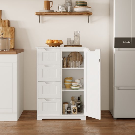 Bealife Commode,Badkamerkast, badkamerkast, bijzetkast met 4 laden