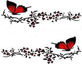 2 pièces - Autocollant voiture - Autocollants voiture - Autocollants papillon fleur - PET - noir et rouge - 30*11 cm - Non réfléchissant - pour carrosserie capot décoration maison