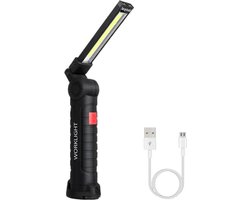 Looplamp - Zaklamp - Werklamp - Led - Werken - Usb - Oplaadbare Ingebouwde Batterij - Cob Torch - 3 Mode Flash Light - Staart - Magneet - Draagbare Camping lantaarn - Camping - Auto - Outdoor - Large - Big size