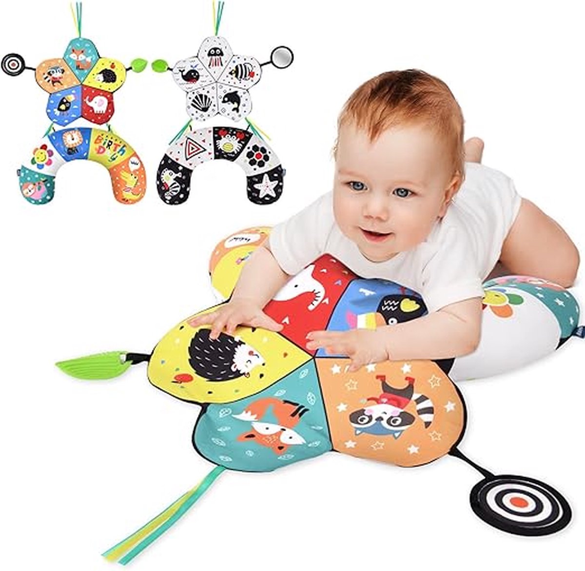 Goedkoopste Equivera Activiteitenkussen - Speelkussen Baby - Tummy Time - Baby Speelgoed - Kraamcadeau - Babyshower Cadeau - Tummy Time Baby - Tummy Time Kussen - Buikkussen Baby