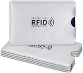 kwmobile 5 stuks creditcardhoezen - ATM, pinpas, ID-kaart, rijbewijshouder inzetstukken met RFID-blokkering - zilver