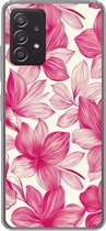 Telefoonhoesje Geschikt voor Samsung Galaxy A53 5G hoesje - Bloemen - Patroon - Roze - Wit - Siliconen Telefoonhoesje Telefoonhoesje