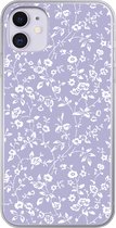 Coque de téléphone compatible avec iPhone 11 - Motif floral - Violet - Wit - Fleurs - Coque de téléphone en Siliconen Coque de téléphone