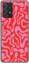 Telefoonhoesje Geschikt voor Samsung Galaxy A53 5G hoesje - Abstract - Patroon - Rood - Roze - Minimalistisch - Siliconen Telefoonhoesje Telefoonhoesje