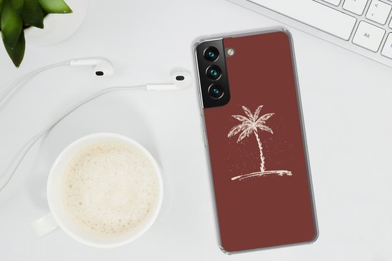 Coque de téléphone compatible avec Samsung Galaxy S22 Plus - Palmier - Beige - Rouge - Tropical - Coque de téléphone en Siliconen Coque de téléphone