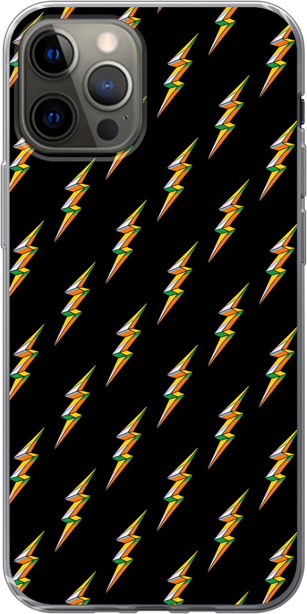 Telefoonhoesje Geschikt voor iPhone 13 Pro hoesje - Bliksemschicht - Geel - Zwart - Siliconen Telefoonhoesje Telefoonhoesje