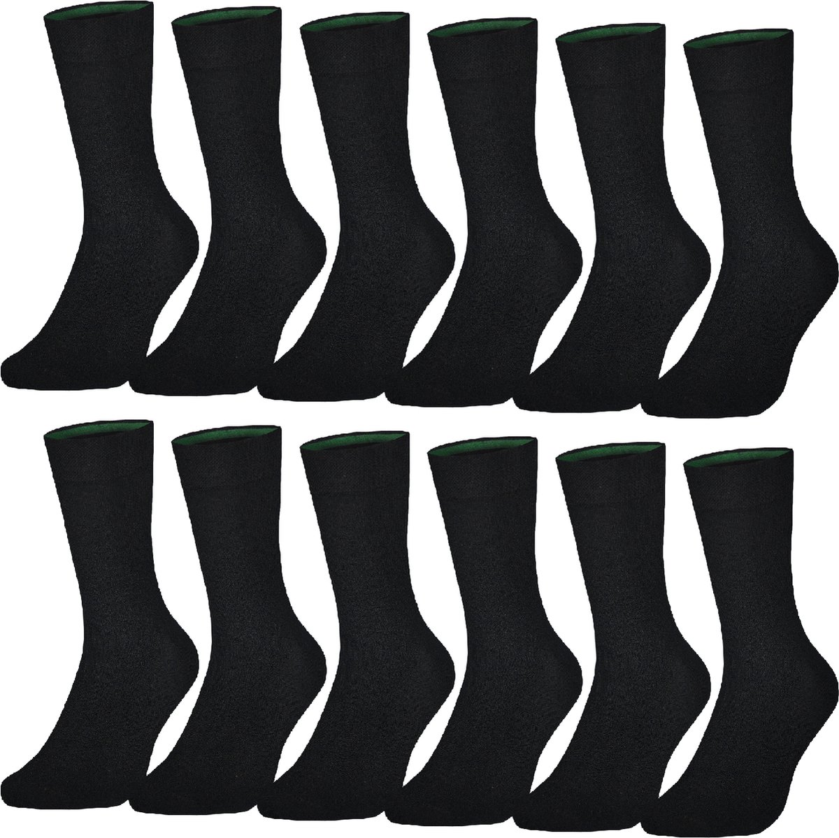 Bamboe Sokken Naadloos - 12 paar - Unisex - Zwart - Maat 41-46