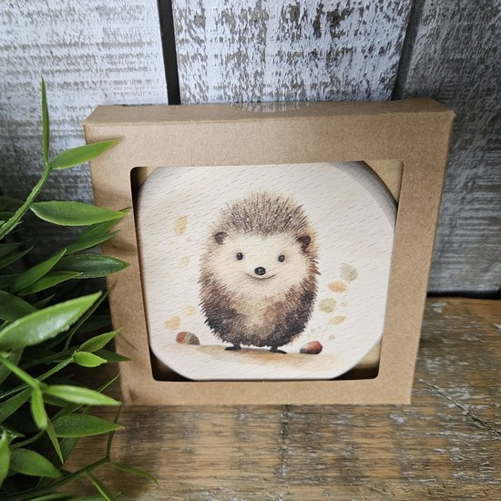 Dierenlijstje beuken egel - cadeau baby - decoratie babykamer - kinderkamer - kraamcadeau - Kerst - Sinterklaas - decoratie - houten gift - houten cadeau — afbeelding 2