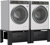 2X Wasmachine verhoger met lade Wasmachine opbouwmeubel Wasmachine kast Wasmachine sokkel Zwart