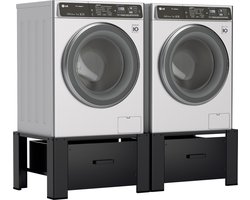 2X Wasmachine verhoger met lade Wasmachine opbouwmeubel Wasmachine kast Wasmachine sokkel Zwart