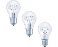 3 pak Standaard gloeilamp helder 40W E27 grote fitting Dimbaar 60x105mm