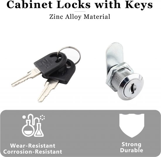 8 stuks - Brievenbusslot - Locker slot - Meubel slot - Lade slot - Deurslot - 25 mm - zinklegering - zilver - Met 16 Sleutels